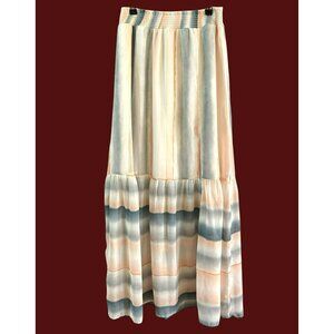 Lovestitch Women's Bohemian Pastel Watercolor Maxi Tiered Summer Skirt Small